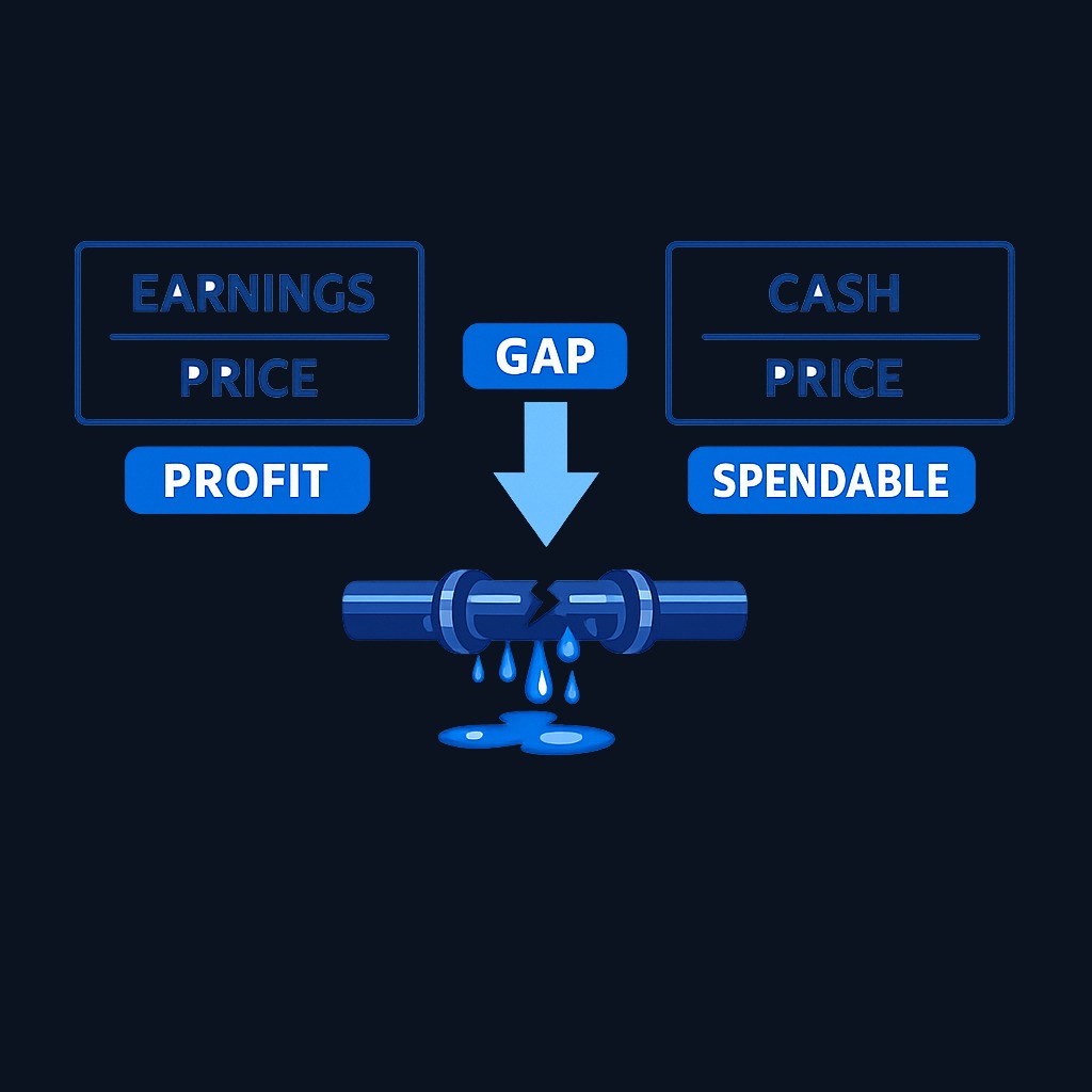 Earnings yield uses accounting profits, which include non-cash items and estimates. Free cash flow yield uses actual spendable cash after capital spending. The gap between them reveals how efficiently profits convert to cash. Is a negative free cash flow yield always bad?