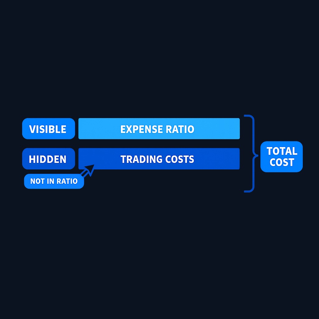 The expense ratio only shows management fees and operating costs. Trading costs from turnover are separate, invisible in the published