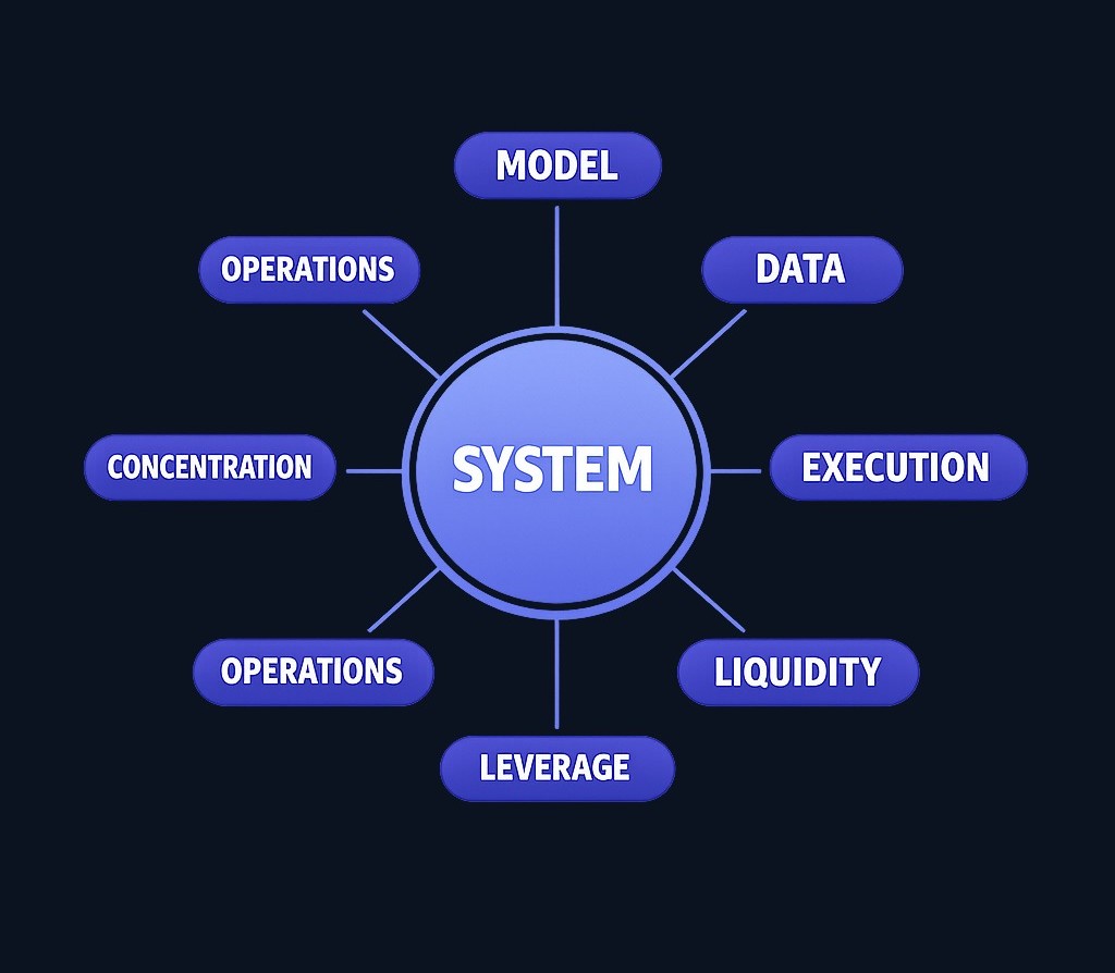 Risk in quantitative trading comes from multiple layers. Model assumptions can fail. Data can be flawed. Execution can slip. Positions can