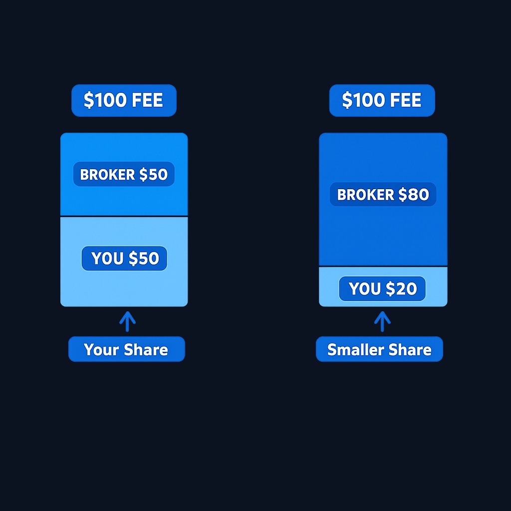Revenue-split example: if a stock earns $100 in lending fees, Broker A keeping 50% pays you $50, while Broker B keeping 80% pays you only $20. Always compare splits before enrolling.