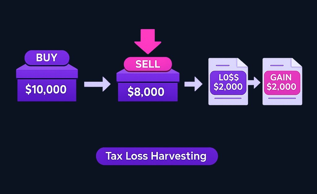 Tax-loss harvesting sells an underperforming investment to realize the loss, which can then offset gains elsewhere in your taxable portfolio.