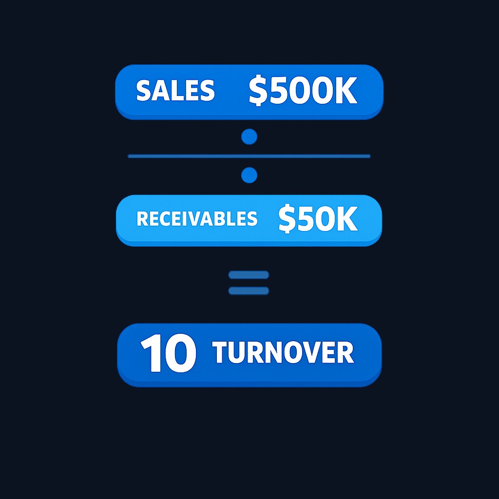 The accounts receivable turnover ratio divides net credit sales by the average accounts receivable balance. Higher values indicate faster collection cycles.