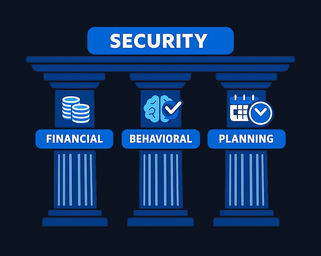 Early investing builds three interconnected forms of security: financial assets, decision-making confidence, and planning flexibility.