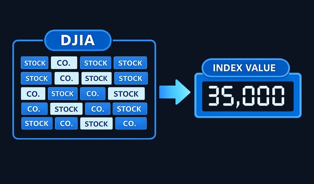 The Dow Jones Industrial Average tracks 30 selected blue-chip U.S. company stocks. When the index moves, it reflects the combined