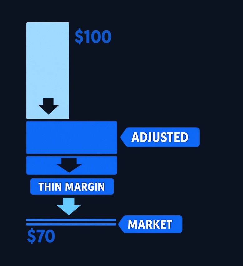 The same stock can look differently valued depending on your assumptions. If small changes in your discount rate reduce your estimate