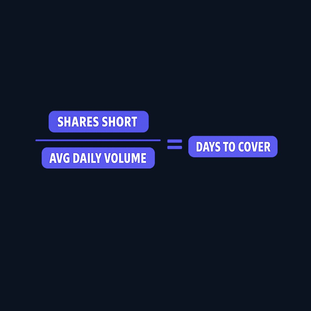 The short interest ratio divides total shares sold short by the average daily trading volume. This gives a theoretical measure of market liquidity, not a literal countdown.
