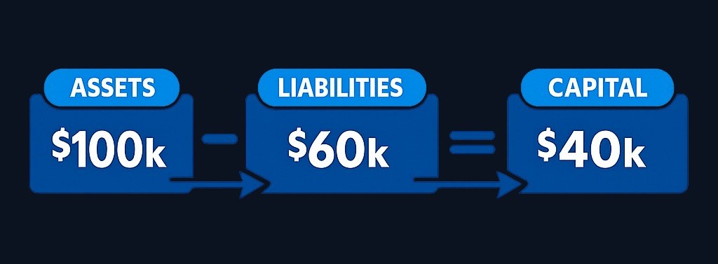 Working capital equals current assets minus current liabilities. This single number shows whether short-term resources exceed short-term